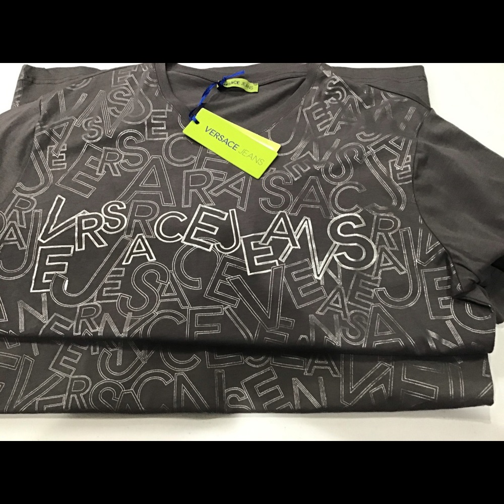 Versace Jeans Silver Foil gray Vneck men’s T-Shirt